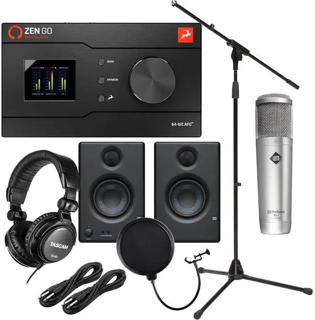 Main image of Antelope Zen Go Synergy Core Audio Interface, Presonus PX-1, Presonus Eris3.5, (2) 1/4 Cables, POP Filter, Mic Stand, Tascam TH02 Bundle