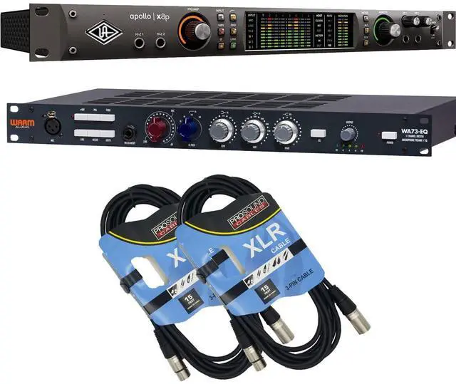 Main image of Universal Audio Apollo x8p Heritage Edition 16 x 22 Thunderbolt, Warm Audio WA73-EQ Preamp, (2) XLR Cables Bundle