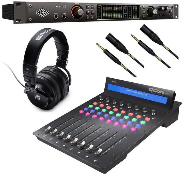 Main image of Universal Audio Apollo x8 Heritage Edition 18 x 24 Thunderbolt, Icon Pro Audio QCon EX G2 Control Surface, (2) Mogami XLR to 1/4, Presonus HD9 Bundle
