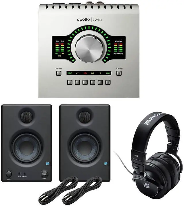 Main image of Universal Audio Apollo Twin USB Heritage Edition, Presonus Eris3.5 Monitor, (2) 1/4 Cables, Presonus HD9 Bundle