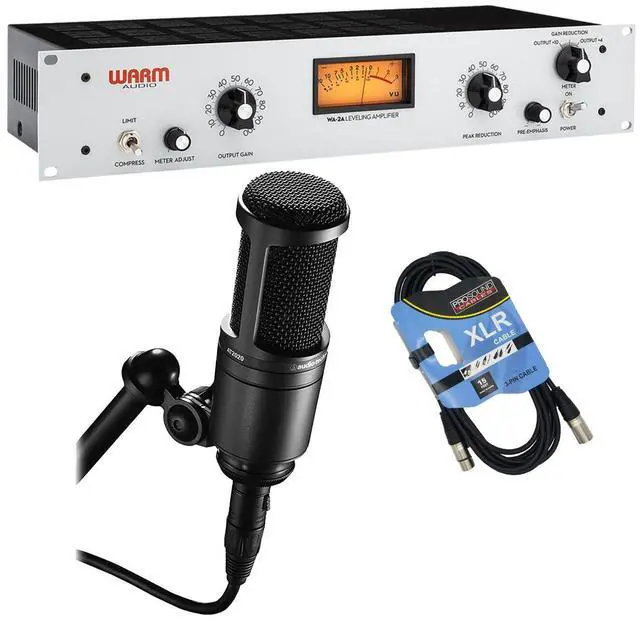Main image of Warm Audio WA-2A Tube Optical Compressor, Audio Technica AT2020, XLR Cable Bundle