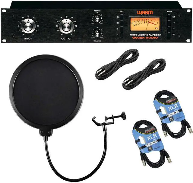 Main image of Warm Audio WA76 Discrete FET Compressor, (2) XLR Cables, (2) 1/4 Cables, POP Filter Bundle
