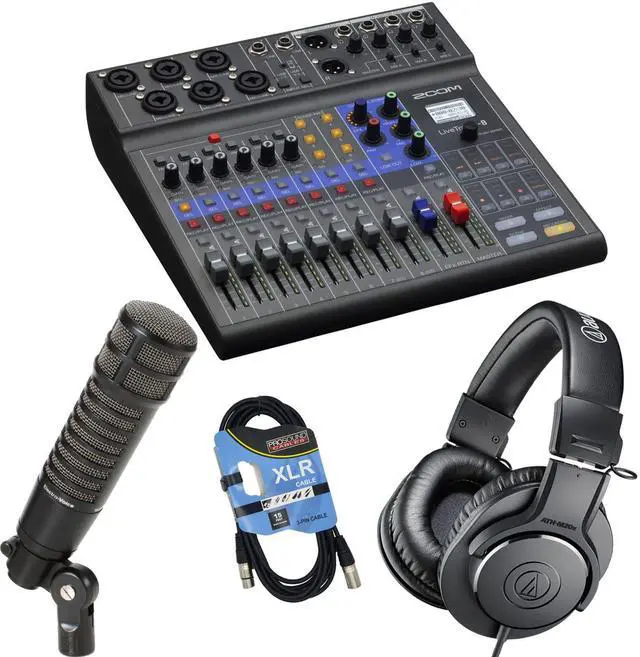 Main image of Zoom LiveTrak L-8 Portable Mixer, Electro-Voice RE320, ATH-M20x, XLR Cable Bundle