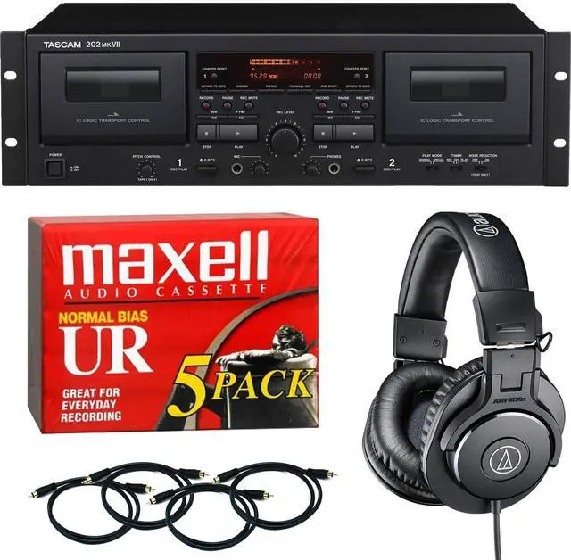 Main image of Tascam 202MKVII Rackmount USB,(4) RCA Cables, AT ATH-M30X, Maxell 108562 5 Pack Bundle
