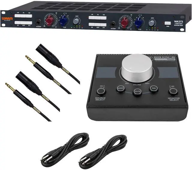 Main image of Warm Audio WA273 Dual-Channel Preamp, Mackie Big Knob Passive, (2) 1/4 Cables, (2) XLR to 1/4 Cables Bundle