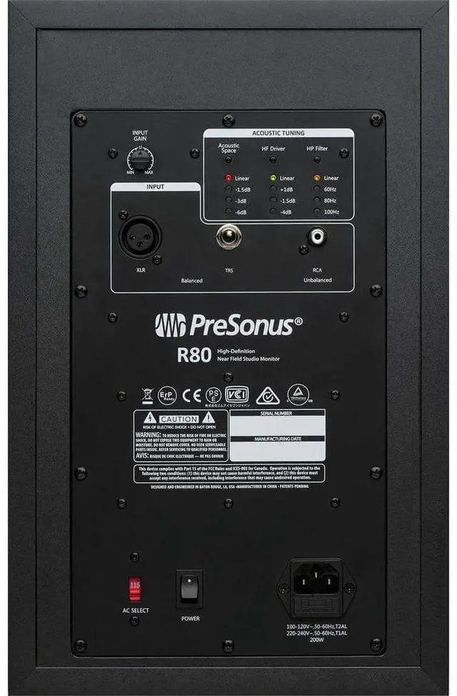Alt view image 2 of 4 - Presonus R80 150w Active Powered 8 AMT Studio Monitors + PreSonus Temblor T10 Active 10 Studio Subwoofer and Cables