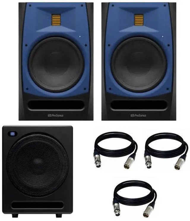 Main image of Presonus R80 150w Active Powered 8 AMT Studio Monitors + PreSonus Temblor T10 Active 10 Studio Subwoofer and Cables