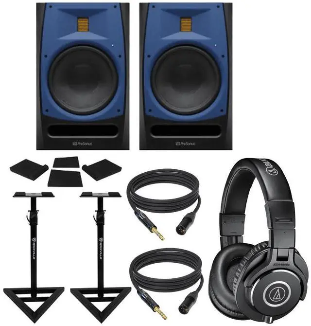Main image of (2) Presonus R80 150w Active Powered 8 AMT Studio Monitors + Stands + Mogami Cables + Audio-Technica ATH-M40x Monitor Headphones