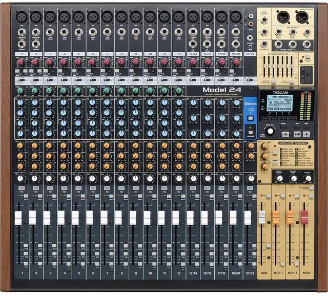 Alt view image 2 of 7 - Tascam Model 24  Digital Mixer, Recorder, and USB Audio Interface + Tascam TH-07 High-Definition Monitor Headphones (Black) and Audio-Technica AT2020 Cardioid Condenser Microphone