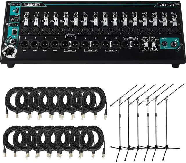 Main image of Allen & Heath Qu-SB Portable 18-In/14-Out Digital Mixer and Cables and Microphones Stands PackageS