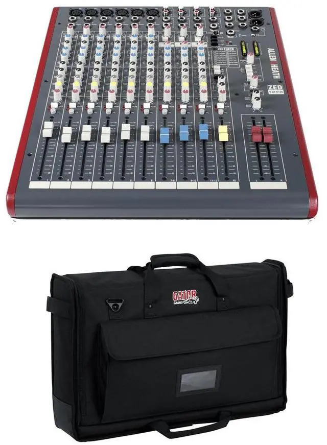 Main image of Allen & Heath ZED-12FX  12-Channel Recording Mixer with USB Connection and Effects + Gator Cases Small Padded Nylon Carry Tote Bag for LCD Screens