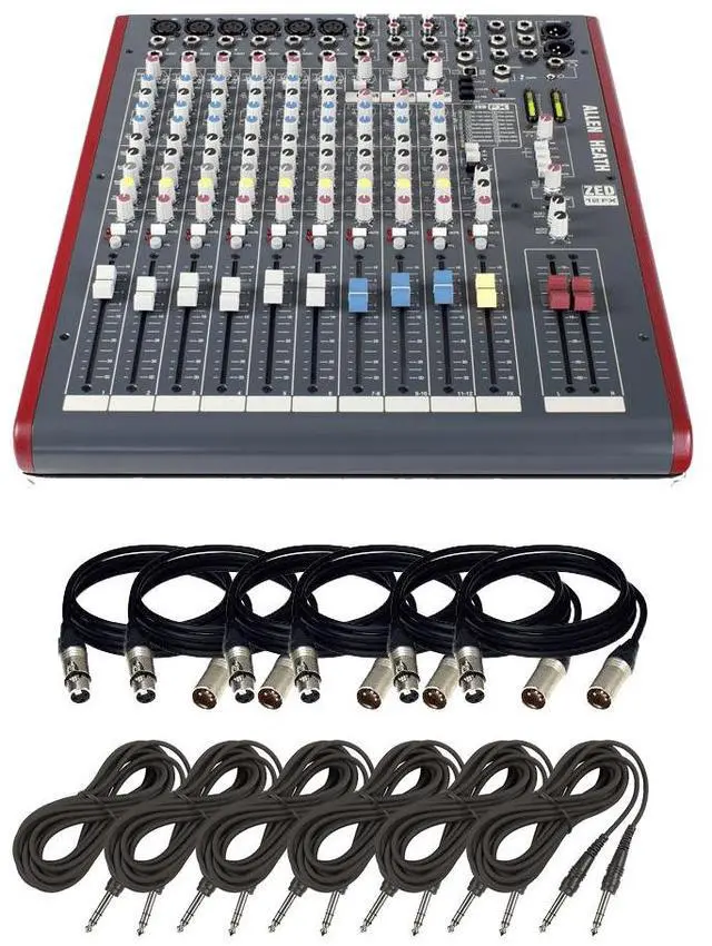 Main image of Allen & Heath ZED-12FX  12-Channel Recording Mixer with USB Connection and Effects + (6) XLR Cables 15FT and (6) TRS Cables 15