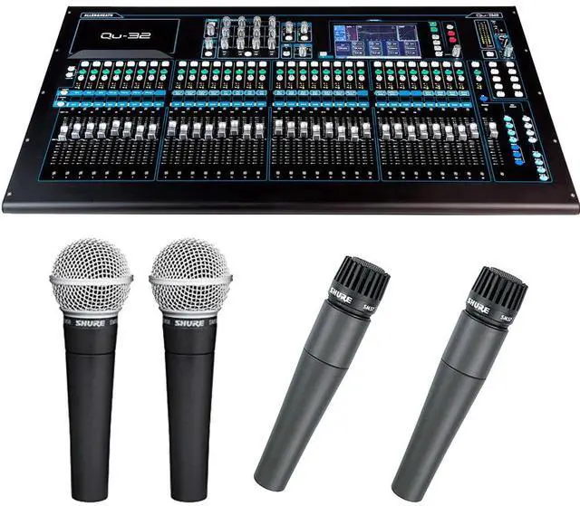 Main image of Allen & Heath Qu-32C 38-In/28-Out Digital Mixer + (2) Vocal Microphone + (2) Instrument Microphone