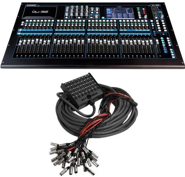 Main image of Allen & Heath Qu-32C 38-In/28-Out Digital Mixer + Accenta ACC-83215 32-In/8-Out Stage Box, 150/45 Meters