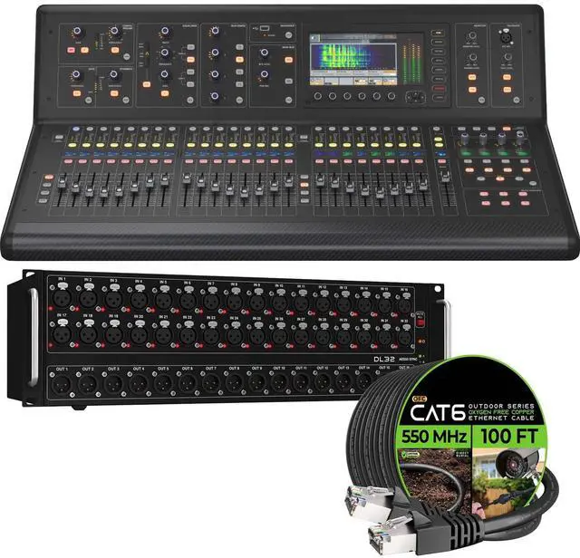 Main image of Midas M32 LIVE 40-channel Digital Mixer  Midas DL32 32-input / 16-output Stage Box  GearIT CAT6 Cable 100FT Bundle