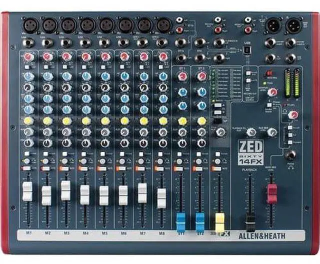 Alt view image 3 of 4 - Allen & Heath ZED60-14FX Live and Studio Mixer with Digital FX and USB Port & (10) XLR to XLR Cables 15FT Ea