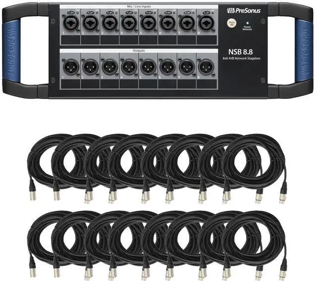 Main image of PreSonus NSB 8.8  8 x 8 AVB-Networked Stage Box & (16) XLR to XLR Cables 15FT Ea.