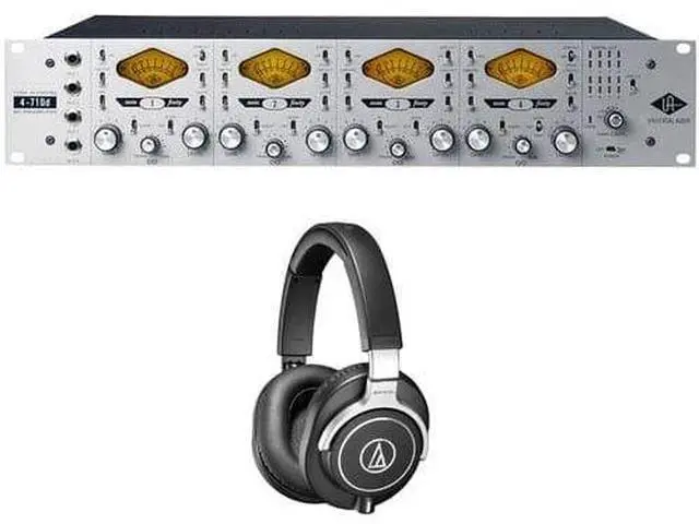 Main image of Universal Audio 4-710D  Tone Blending Twin-Finity Microphone Preamp and DI. With Audio-Technica ATH-M70x Pro Monitor Headphones