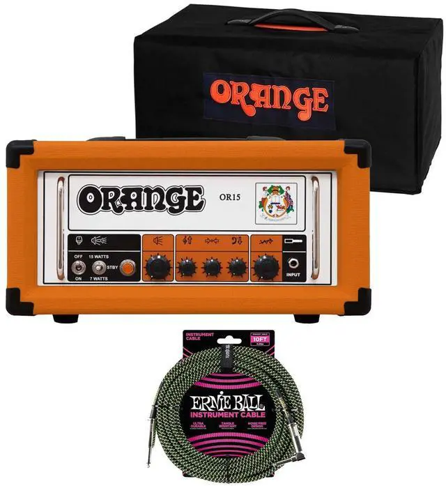 Main image of Orange OR15H 15W Tube Head (Orange), Orange Cover, Ernie Ball P06077 Bundle