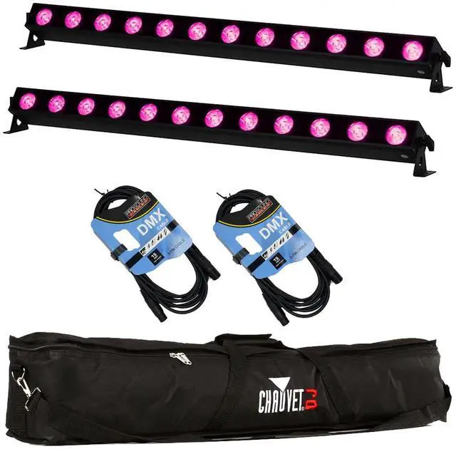 Main image of (2) American DJ UBL12H RGBAL+UV Linear Wash Light, Chauvet DJ CHS-60, (2) DMX Cables Bundle