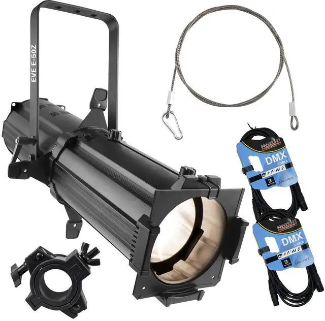 Main image of CHAUVET DJ EVE E-50Z 50W LED Ellipsoidal (Black), O-Clamp, (2) DMX Cables, Safety Cable Bundle