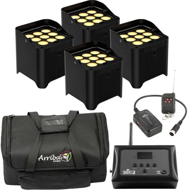 Main image of (4) Chauvet DJ Freedom Par Q9, Arriba Bag AC420, Chauvet DJ D-Fi Hub, Chauvet Remote (FC-W) Bundle