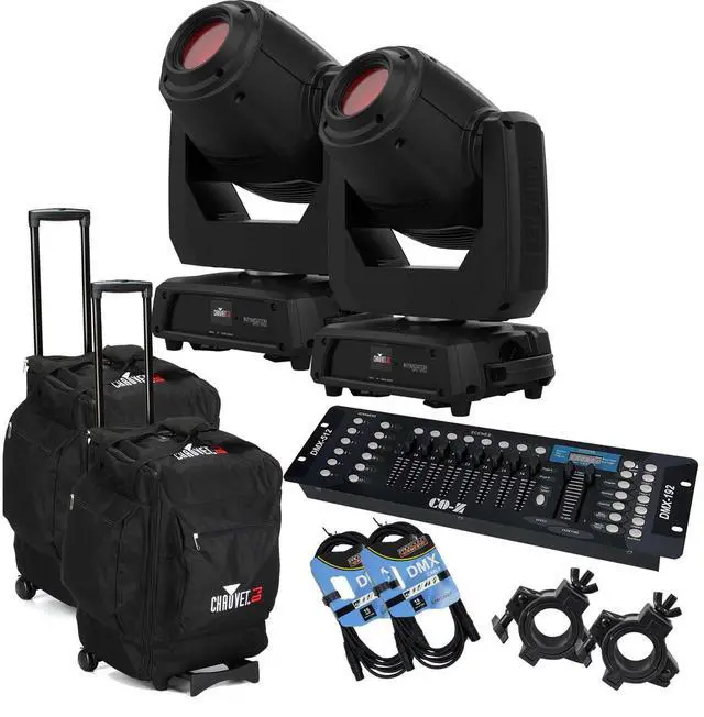 Main image of (2) Chauvet DJ Intimidator Spot 375ZX (Black), CO-Z 192 DMX, (2) CHS-50 bags, (2) DMX Cables, (2) Clamps Bundle