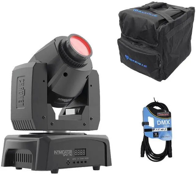 Main image of Chauvet DJ Intimidator Spot 110 LED Moving Head Spotlight with Rockville Padded Travel Bag for (2) Chauvet or American DJ Effect Lights and Cable.