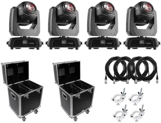 Main image of 4x CHAUVET DJ Intimidator Beam 140SR + Flight Cases + Cabes and Clams.