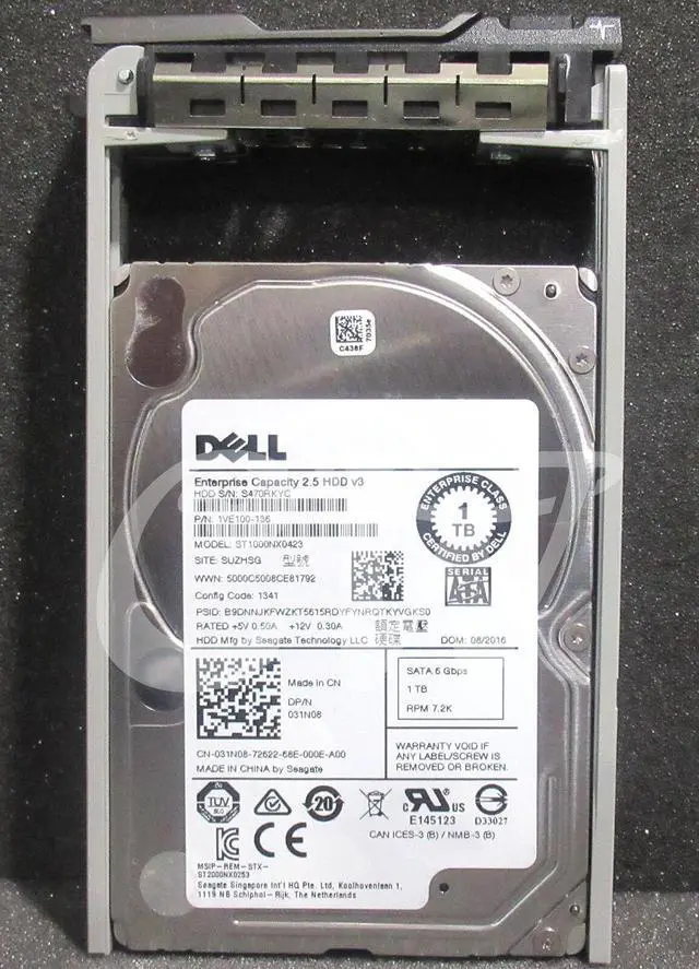 Main image of 31N08 ST1000NX0423 Dell ENTERPRISE 1TB 7.2KRPM 6Gbps 2.5" SATA SERVER Hard Drive