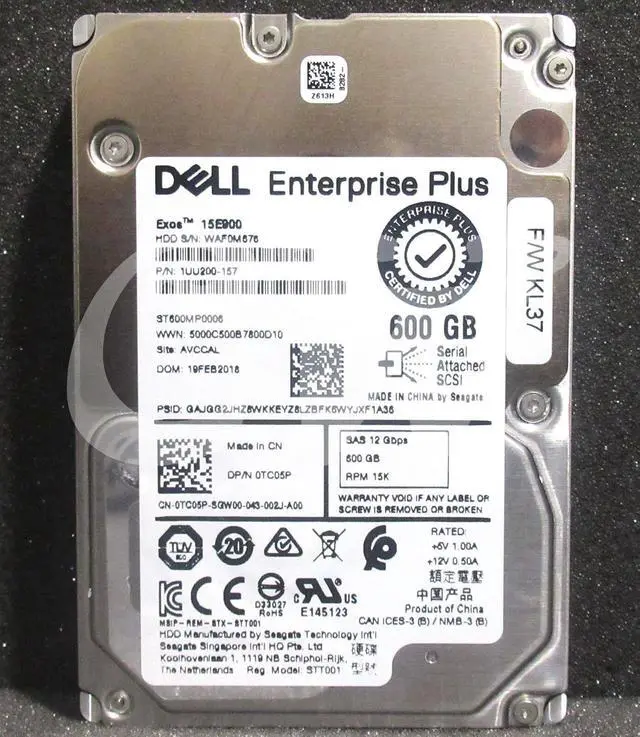 Main image of TC05P ST600MP0006 Dell 600GB 15KRPM 12Gbps 256MB Hot Swap 2.5"SAS HDD Hard Drive