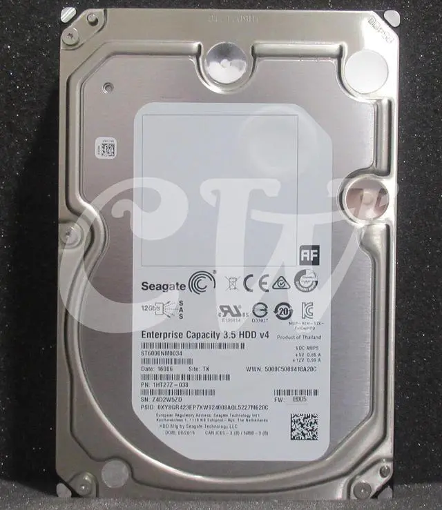 Main image of ST6000NM0034 Seagate 6TB 7.2K 12G 128MB 3.5in SAS Hard Drive 1HT27Z-001