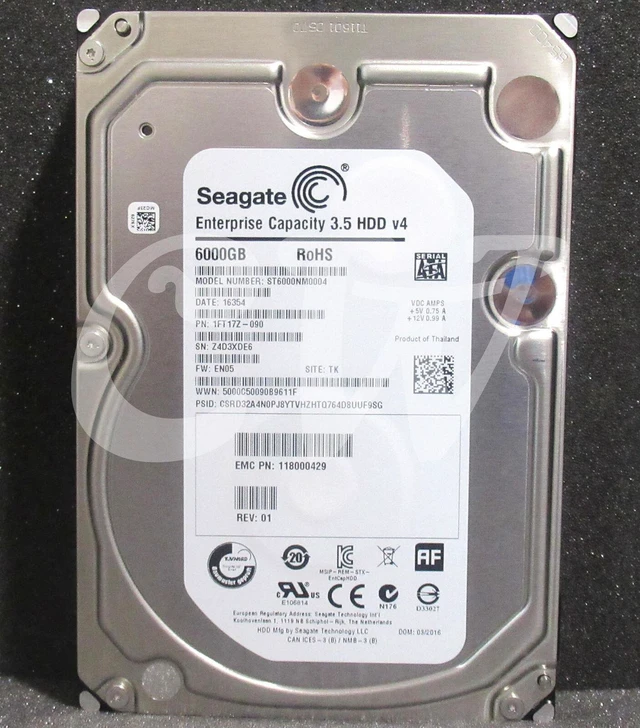 0-HOURS ST6000NM0004 Seagate ENTERPRISE 6TB 7.2K 6G 128MB 3.5 SATA
