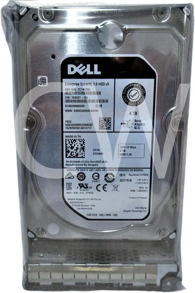Main image of YXG4K ST4000NM0025 Dell GEN13 4TB 7.2K RPM 12Gb/s 3.5" SAS ENTERPRISE Hard Drive