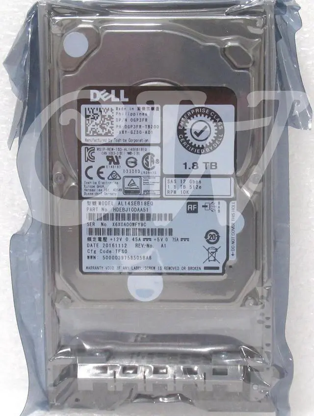 Main image of GP3FR AL14SEB18EQ Dell ENTERPRISE 1.8TB 10000RPM 12Gbps 2.5" SAS HDD Hard Drive