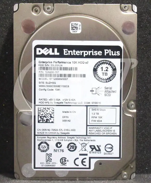 Main image of 68V42 ST1200MM0007 Dell POWEREDGE 1.2TB 10K RPM 6Gbps 2.5" SAS HDD Hard Drive