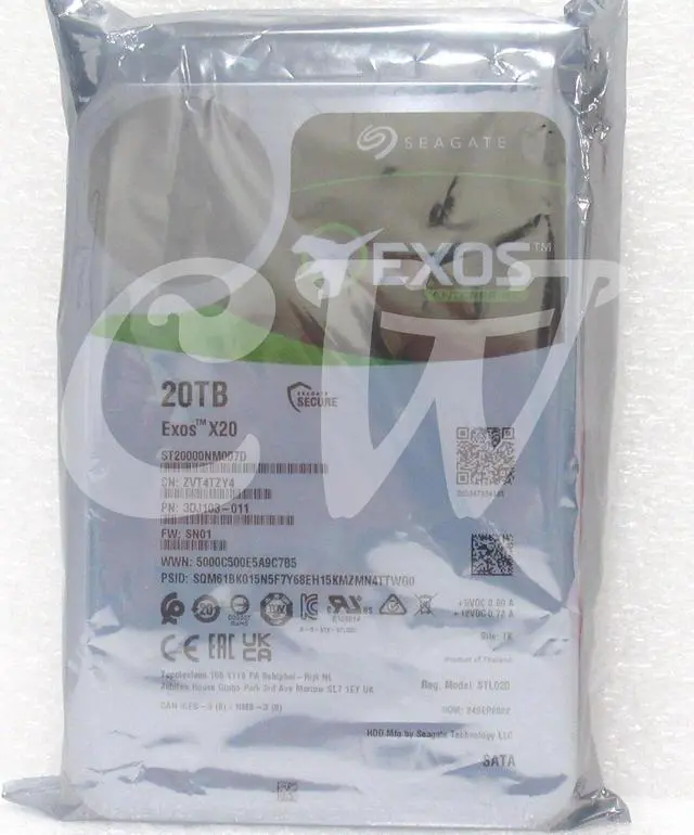 Main image of Seagate EXOS X20 ST20000NM007D 20TB 7.2K RPM 6Gb/s 3.5" SATA HDD Hard Drive