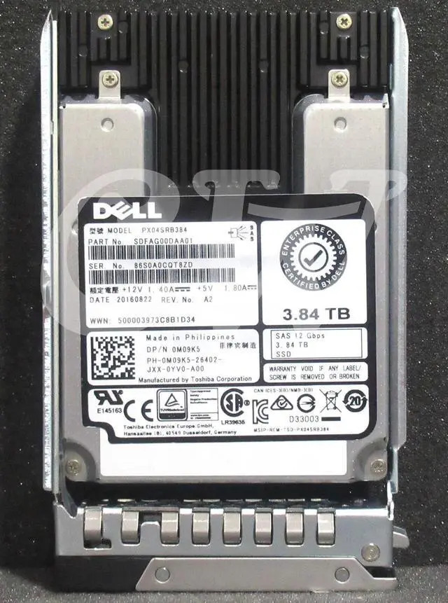 Main image of 0M09K5 PX04SRB384 Dell GEN14 3.84TB MLC 12Gbps 2.5" SAS Solid State Drive (SSD)
