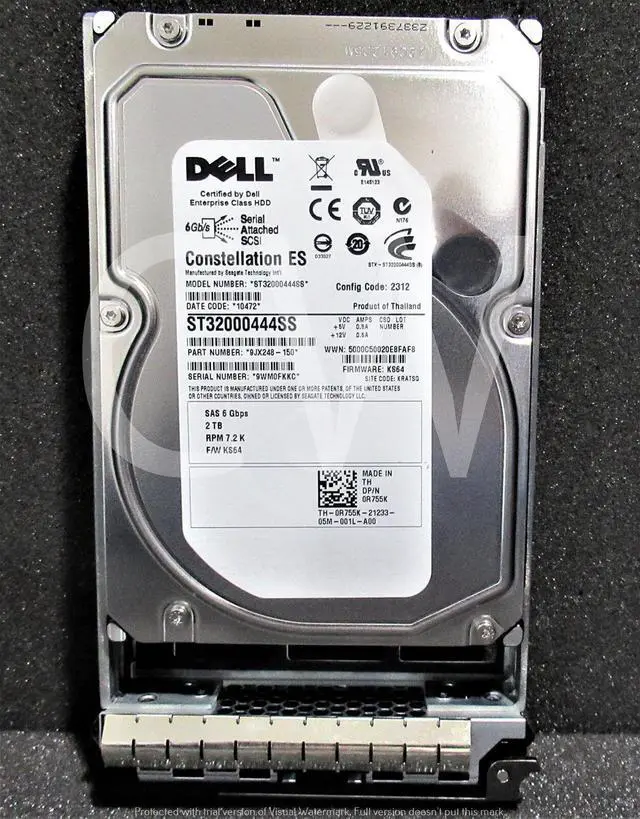 Main image of 0-HOURS Dell R755K ST32000444SS 2TB 7.2K RPM 6Gb/s 3.5" SAS SERVER Hard Drive