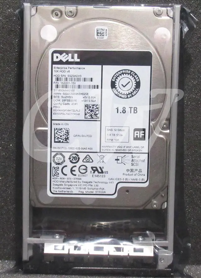 Main image of VJ7CD ST1800MM0168 Dell 1.8TB 10K RPM 12Gb/s 128MB 2.5"SAS SERVER HDD Hard Drive