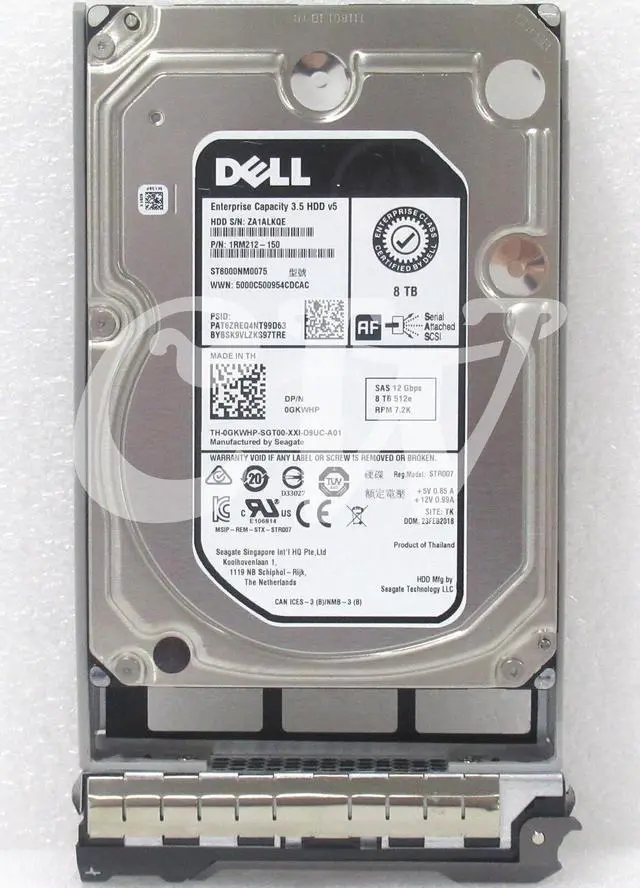 Main image of 0-HOURS Dell GKWHP ST8000NM0075 8TB 7.2K RPM 12Gb/s 3.5" SAS SERVER Hard Drive