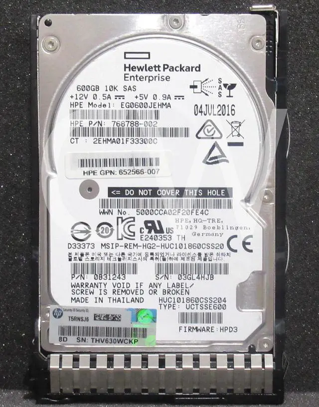 Main image of HPE 581286-B21 768788-002 781577-001 600GB 10000RPM 12Gbps  2.5" SAS SERVER HDD Hard Drive