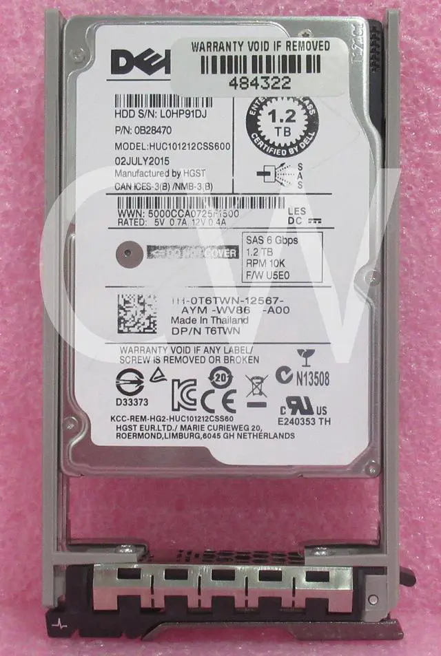 Main image of 0T6TWN T6TWN HUC101212CSS600 Dell 1.2TB 10K 6G 64MB 2.5" SAS Hard Drive W/Caddy