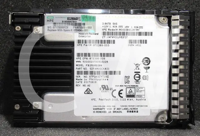 Alt view image 2 of 2 - 872394-B21 872389-003 HPE 3.84TB 12Gbps RI SFF 2.5" SAS SOLID STATE DRIVE