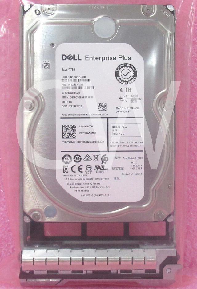 V9M9K ST4000NM0025 Dell EQUALLOGIC 4TB 7.2K 12G 3.5in SAS Hard Drive W/Caddy