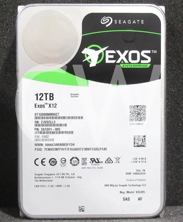 Disque Dur Interne Seagate Exos 12To, SAS 12Gb/s, 3.5'', Occasion Garanti 1 An