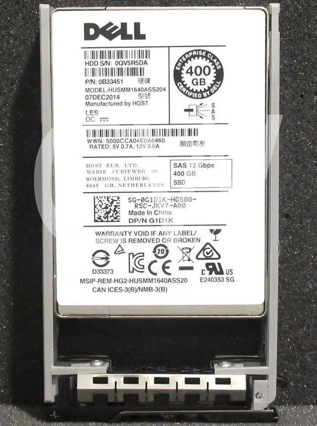 Main image of G1D1K HUSMM1640ASS204 DELL ENTERPRISE 400GB 12Gbps 2.5" SAS Solid State Drive