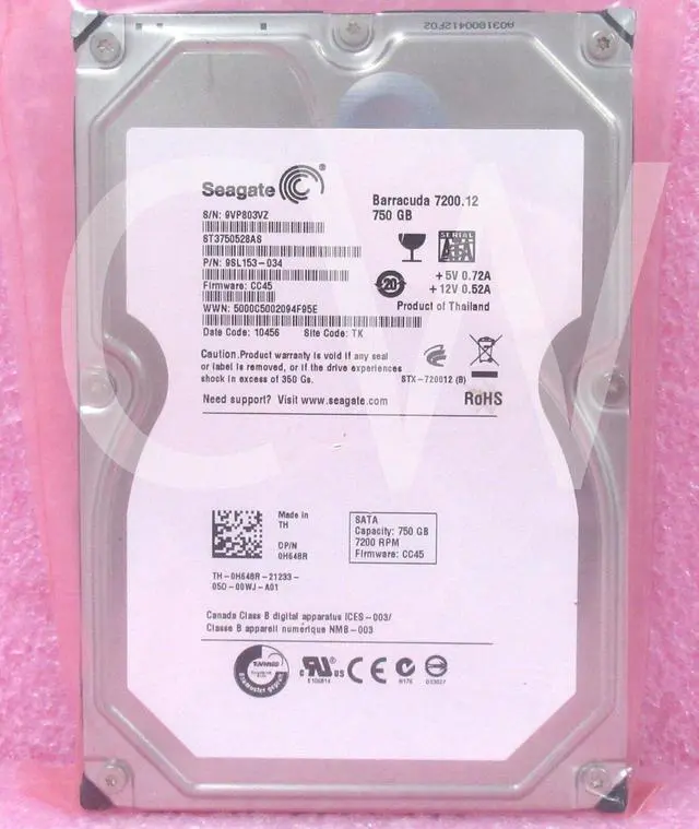 Main image of ST3750528AS Seagate BARRACUDA 9SL153-034 750GB 7200RPM 3Gbps 3.5" SATA HDD Hard Drive