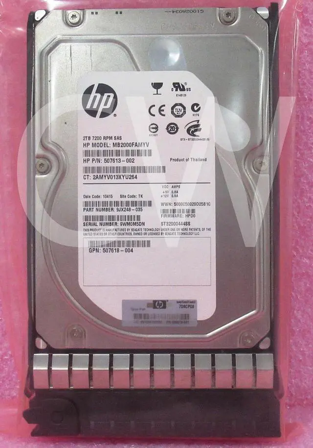 Main image of 507616-B21 507613-002 HP 2TB 7200RPM 6Gbps Hot Swap 3.5" SAS HDD Hard Drive