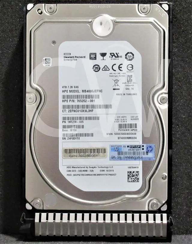 Main image of 867269-B21 765252-001 HPE 4TB 7.2K RPM 12Gbps Midline 3.5" SAS Hard Drive